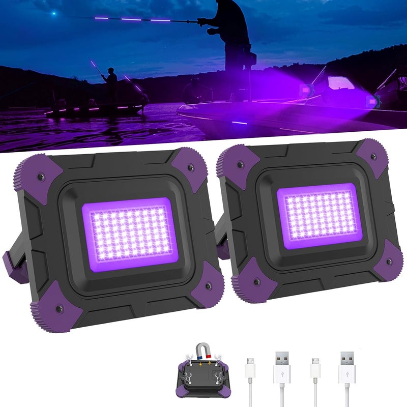 AUMIO Rechargeable LED Black Light, Battery Powered Blacklight, Cordless Ultraviolet Flood Light, Waterproof Black Lights for Outdoor Glow Party, Body Paint, Fluorescent Poster, Night Fishing,Stage Lighting - Image 1